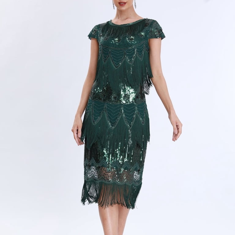 Cavosen Sparkly Dresses for Women Party Green Sequin Tassel Elegant Sleeveless 1920s Party Dress Crew Neck Glitter Fringe Knee Length Midi Dress Flowy Cavosen Sparkly Dresses for Women Party Green Sequin Tassel Elegant Sleeveless 1920s Party Dress Crew Neck Glitter Fringe Knee Length Midi Dress Flowy