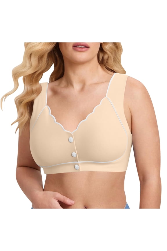 Sports Bras for Women Large Bust Seamless Wireless Supportive Bras Push Up Full Coverage Front Closure Bralettes Comfortable Underwear