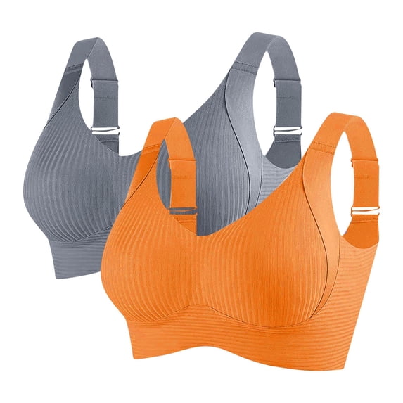 Cavosen Sports Bras for Women Plus Size Wireless Supportive Bras Push Up Solid Stretch Bralettes Wide Straps Breathable Sleep Underwear
