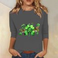 thumbnail image 1 of Cavosen St.Patrick's Day Dressy Tops for Women 3/4 Sleeve Holiday Shamrock Green Print Tees Pullover Round Neck Festival Blouse Blessed Vacation Stylish Shirts Casual Tshirts 2XL, 1 of 4