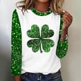 thumbnail image 1 of Cavosen St.Patrick's Day Dressy Tops for Women Long Sleeve Holiday Shamrock Green Print Tshirts Pullover Crewneck Festival Shirts Irish Vacation Novelty Tees Loose Tops M, 1 of 4