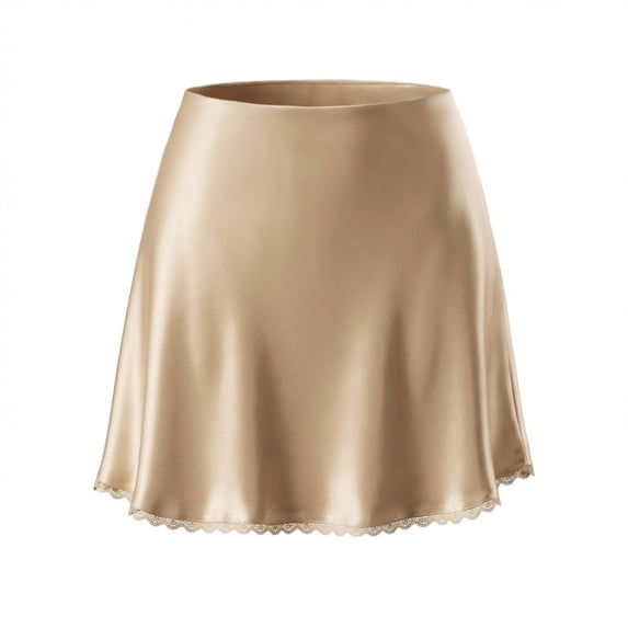 Cavosen Summer Skirts for Women Stain Slim High Waist Mini Skirt Ladies A Line Casual Breathable Summer Skirt Khaki M