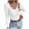 thumbnail image 1 of Cavosen Sweaters for Women V Neck Knit Long Sleeve Sweater Solid Pullover Fall Cute Lightweight Soft Outfits, 1 of 4