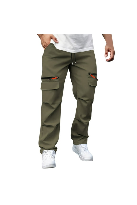 Sweatpants Man Baggy Low waist Trousers with Pockets Solid Regular Elastic Waist Bottoms Straight Leg Windbreaker Casual Clothes