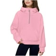 thumbnail image 1 of Cavosen Sweatshirts Trendy Girl Kid Boys Children Cotton Long Sleeve Henley Neck Pullover Sweatshirts Quarter Zip Solid Hoodies Fashion Sweatshirts Tops with Pocket Pink 130, 1 of 4