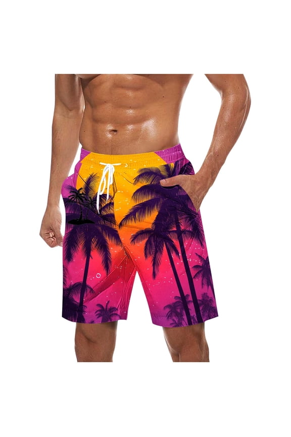 Swim Trunks for Men Going Out Hawaiian Lightweight Surfing Shorts with Pocket Drawstring Board Shorts Sunbathing Vacation Bathing Suits