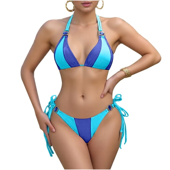 Cavosen Swimsuits for Women Two Piece Elegant Bikini Tie Solid Slimming Swimsuit Beach Holiday Bathing Suit