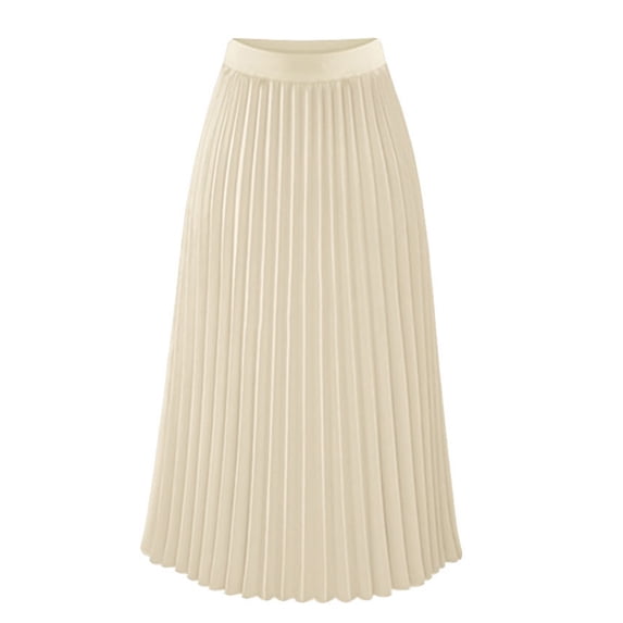 Cavosen Tennis Skirts for Women Pleated Elastic Waist Midi Skirts A Line Solid Short Skirts Trendy Casual Club Skirt