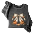 thumbnail image 1 of Cavosen Thanksgiving Day Crewneck Sweatshirt for Women Fleece Cute Funny Happy Pumpkin Knot Print Casual Orange Sweatshirts Long Sleeve Pullover Tops Festival Fall Clothes, 1 of 3