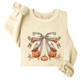 thumbnail image 1 of Cavosen Thanksgiving Day Ladies Sweatshirts Crew Neck Fleece Cute Funny Happy Pumpkin Knot Print Casual Orange Sweatshirts Long Sleeve Pullover Tops Grateful Fall Clothes, 1 of 3