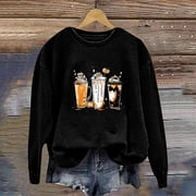 Thanksgiving Day Women's Sweatshirts to Wear with Leggings Cute Funny Happy Pumpkin Print Loose Orange Sweatshirts Long Sleeve Round Neck Pullover Shirts Gratef