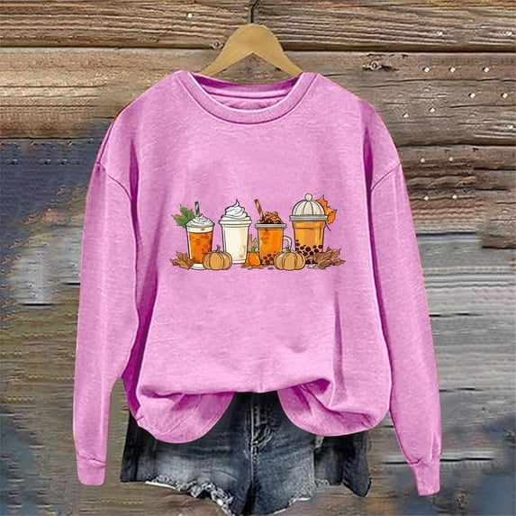 Cavosen Thanksgiving Day Womens Sweatshirts No Hood Cute Funny Happy Pumpkin Print Casual Orange Sweatshirts Long Sleeve Crewneck Pullover Tops Festival Fall Winter Clothes