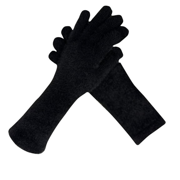 Cavosen Thermal Gloves for Women Fleece Windproof Knit Comfortable Sloid Elastic Cuff Winter Mittens
