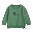 thumbnail image 1 of Cavosen Toddler Sweatshirt Girls Baby Infant Little Kids Long Sleeve Round Neck Pullover Sweatshirts Heartbeat Dog Paw Side Split Hem Stylish Sweatshirts Tops Green 6 Months, 1 of 3
