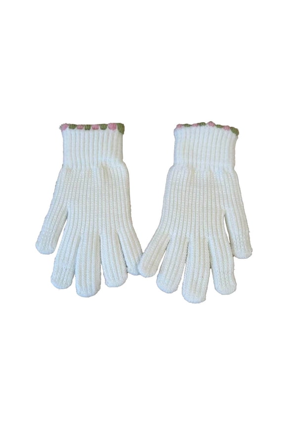 Touchscreen Gloves for Ladies Thermal Windproof Knit Checkered Pattern Comfortable Elastic Cuff Mittens