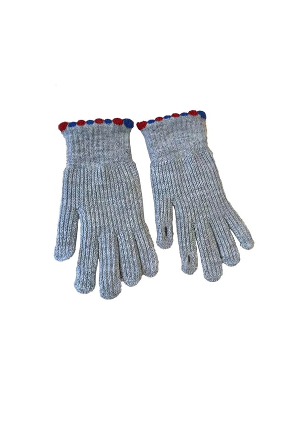 Touchscreen Gloves for Ladies Thermal Windproof Knit Checkered Pattern Comfortable Elastic Cuff Mittens