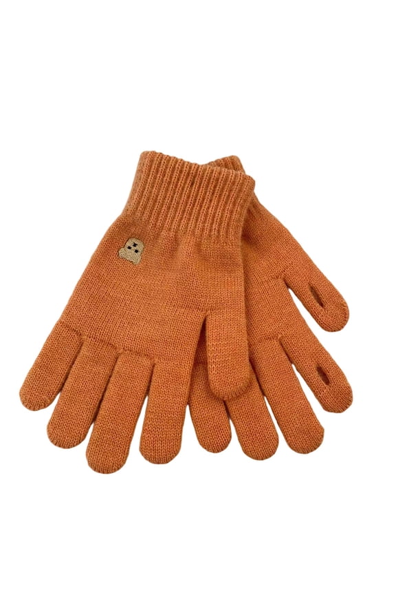 Touchscreen Gloves for Women Thermal Windproof Embroidered Graphic Comfortable Elastic Cuff Mittens