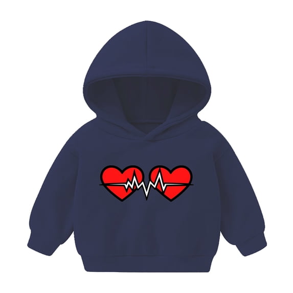 Cavosen Trendy Sweatshirts for Girls Boys Toddler to Little Kids Fleece Long Sleeve Hooded Pullover Sweatshirts Heart Heartbeat Print Hoodies Fashion Sweatshirts Coat Blue 3T