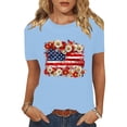 thumbnail image 1 of Cavosen USA Flag Shirts for Women Petite Independence Day Short Sleeve Round Neck T Shirts American Flag Graphic Tops Lady L 4th of July Casual T Shirts Red White and Blue Tunic Tees, 1 of 8