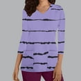 thumbnail image 1 of Cavosen Underscrub Shirts for Women Purple 3/4 Sleeve V Neck Scrub Tops Stretchy Soft Xmas Striped Workout Scrub Shirts with Pocket Lightweight Workwear Underscrub Tee XL, 1 of 5