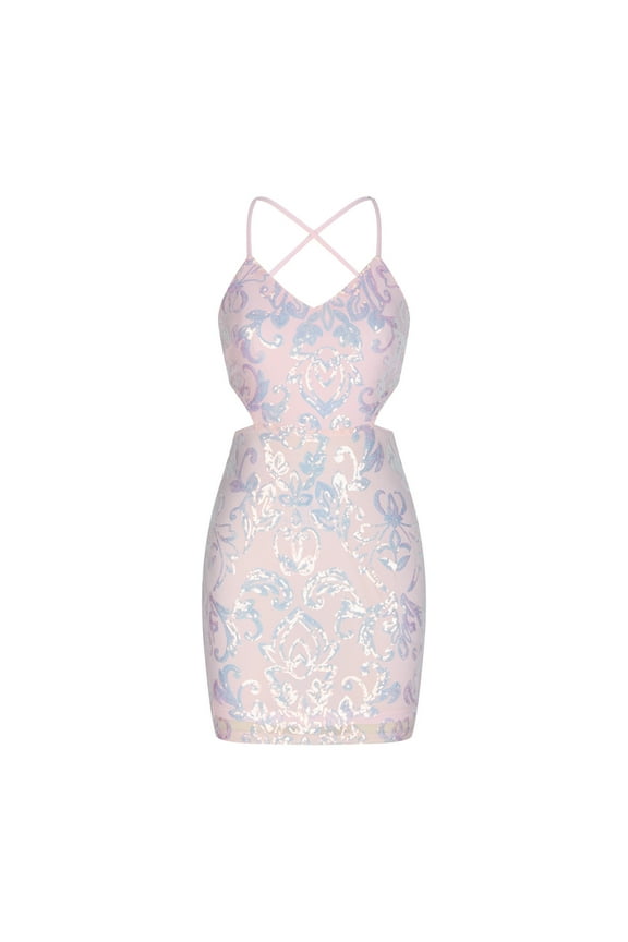 V Neck Dresses for Women Wedding Pink Sequin Elegant Spaghetti Strap Sleeveless Short Dress Glitter Sparkly Mini Dress Homecoming Bodycon Wrap Party Dress Evening Prom