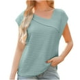 thumbnail image 1 of Cavosen V Neck Tops for Women Short Sleeve Cap Sleeve Textured Pullover T-Shirts Tunic Solid Soft Shirts Holiday Tops Fashion Dressy Blouse Workout Resort Tees Summer Green L, 1 of 4