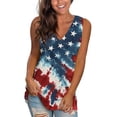 thumbnail image 1 of Cavosen V Neck Tops for Women Sleeveless Casual Patriotic Tee Red White and Blue Graphic Shirt Summer Loose Tops, 1 of 4