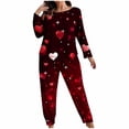 thumbnail image 1 of Cavosen Valentine's Day Breathable Pajamas for Women Set Long Sleeve Cute Shirt Straight Leg Pants Heart Printed Lightweight Comfy Nightwear Black 5XL, 1 of 6