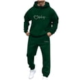 thumbnail image 1 of Dreluolixuan Mens Sweatsuits Sets Long Sleeve Hoodie Jogger Sweatpants Graphic Solid Lightweight Vacation Sweatsuit, 1 of 5