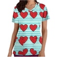 thumbnail image 1 of Cavosen Valentine's Day Valentines Shirts for Women Short Sleeve V Neck Breathable Scrub Tops with Pocket Heart Print Lightweight Tee Casual Workwear, 1 of 5