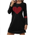 thumbnail image 1 of Cavosen Valentine's Day Womens Plus Size Pajamas Long Sleeve Soft Crew Neck Shirt Pants Heart Printed Breathable Casual Sleepwear Black L, 1 of 6