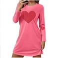 thumbnail image 1 of Cavosen Valentine's Day Womens Plus Size Pajamas Long Sleeve Soft Crew Neck Shirt Pants Heart Printed Breathable Casual Sleepwear Hot Pink S, 1 of 6