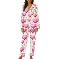 thumbnail image 1 of Cavosen Valentine's Day Womens Plus Size Pajamas Long Sleeve Soft Lapel Shirt Wide Leg Pants Heart Printed Breathable Casual Nightwear Red M, 1 of 6
