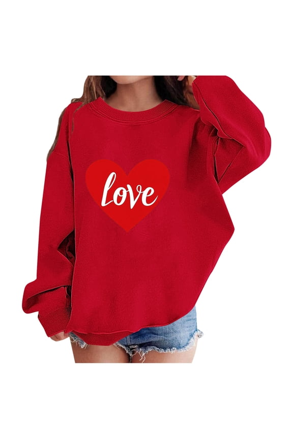 Valentines Shirts for Women Plus Size Long Sleeve Crew Neck Love Printed Blouse Fleece Pullover Trendy Gift Tops