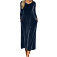 thumbnail image 1 of Cavosen Velvet Dresses for Women Crew Neck Long Sleeve Maxi Evening Gowns with Pocket Cocktail Elegant Dress, 1 of 7