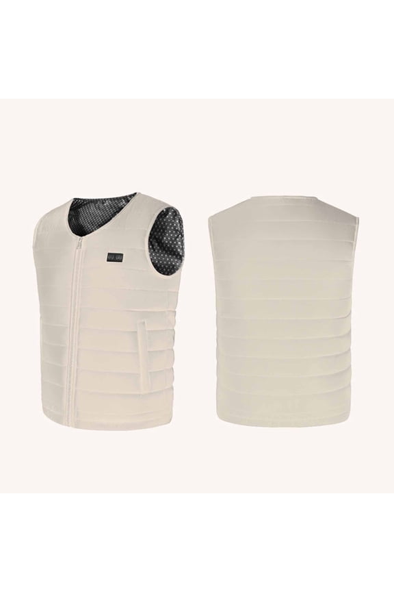 Vest for Men Sleeveless Electric Heated Vest with Battery Zipper Hooded Loose Jacket Windproof Warm Trendy Outerwear