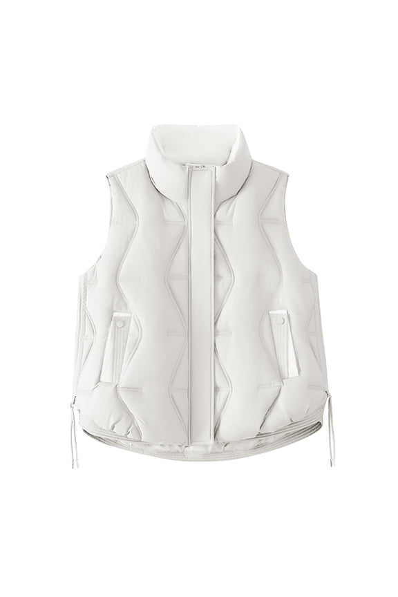 Vest for Men Stand Collar Sleeveless Quilted Vest with Pocket Zipper Hooded Color Block Loose Jacket Windproof Warm Trendy Outerwear