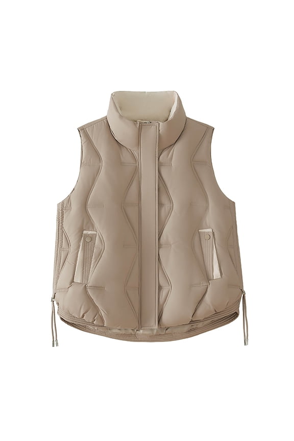 Vest for Men Stand Collar Sleeveless Quilted Vest with Pocket Zipper Hooded Color Block Loose Jacket Windproof Warm Trendy Outerwear
