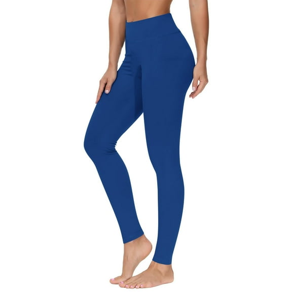Cavosen Warm Leggings for Women Winter Blue Elastic Waisted Butt Lifting Long Pants Fitness Exercise Running Tight Seamless Solid Skinny Yoga Pants Athletic Workout Trousers S