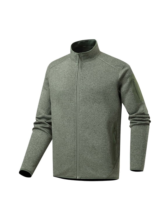 Waterproof Jacket for Men Plus Size Stand Collar Warm Jogger Streetwear Coat with Pockets Sport Solid Color Athletic Versatile Tops