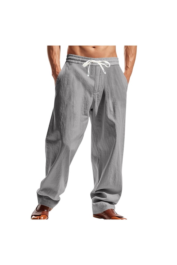 Wide Leg Pants Men High Waist Wide Leg Trousers with Pockets Solid Regular Elastic Waist Bottoms Windbreaker Casual Clothes