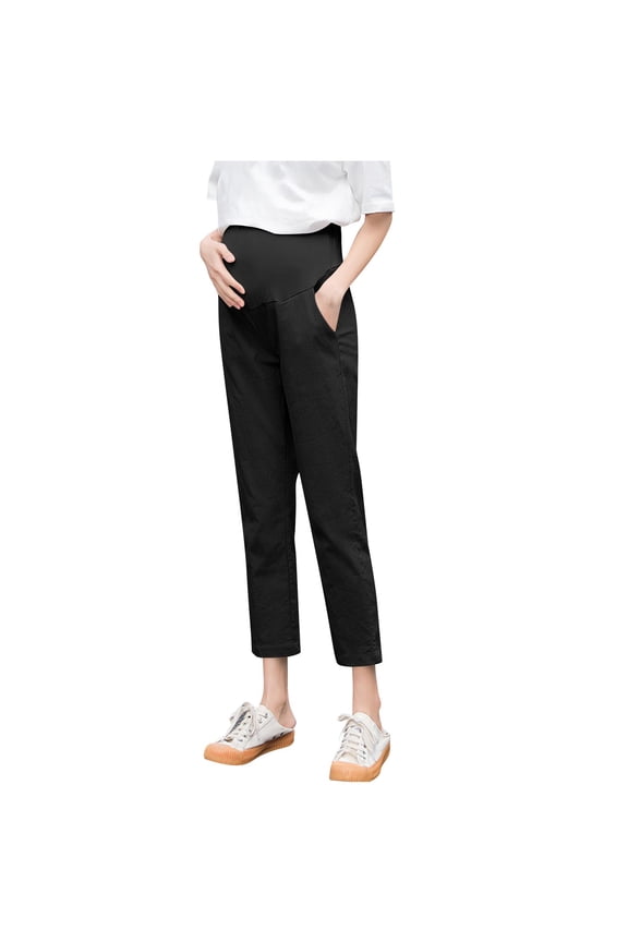 Wide Leg Pants for Women Maternity Over The Belly High Waist Wide Leg Casual Palazzo Pants Solid Pregnancy Pants Breathable Dress Pants Blue L