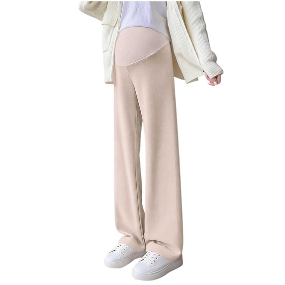 Cavosen Wide Leg Pants for Women Maternity Over The Belly Support Wide Leg Soft Palazzo Pants Stretch Solid Pregnancy Pants Breathable Workout Pants Khaki 2XL