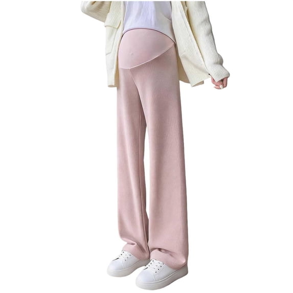 Cavosen Wide Leg Pants for Women Maternity Over The Belly Support Wide Leg Soft Palazzo Pants Stretch Solid Pregnancy Pants Breathable Workout Pants Pink XL