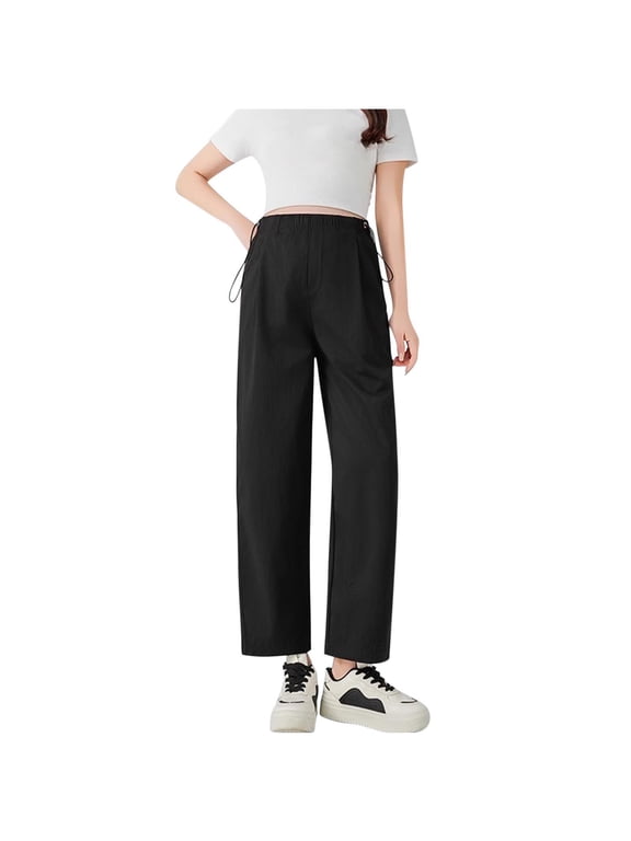 Wide Leg Yoga Pants Maternity Over The Belly High Waist Wide Leg Casual Palazzo Pants Solid Pregnancy Pants Breathable Trendy Pants Black M