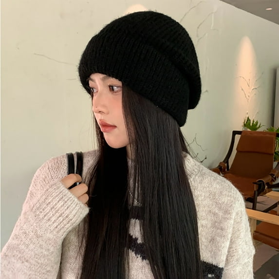 Cavosen Winter Beanies for Ladies Outdoor Earflap Warm Knit Ear Protection Beanies for Cold Weather Solid Earmuffs Vacation Hats Wool Caps Soft Breathable Workout Headwear Bonnet