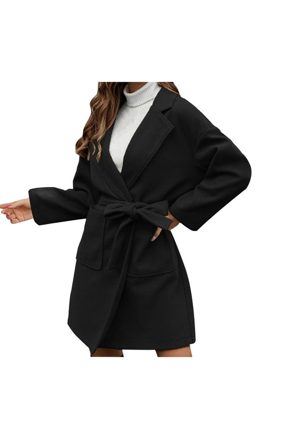 Winter Coats for Women Thicken Wool Notch Lapel Single Breasted Long Pea Coat Long Sleeve Solid Oversized Jackets Soft Warm Elegant Outwear