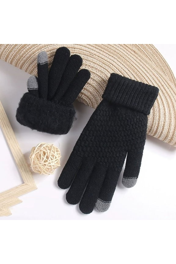 Winter Gloves for Women with Touchscreen Warm Soft Knit Fleece Full Finger Gloves Comfortable Mittens Cold Protection Outdoor Cold Weather Running Walking Accessories