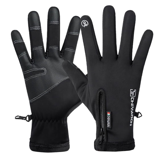 Cavosen Winter Gloves for Women Thermal Zipper Windproof Waterproof Ski Riding Thicken Comfortable Elastic Cuff Mittens