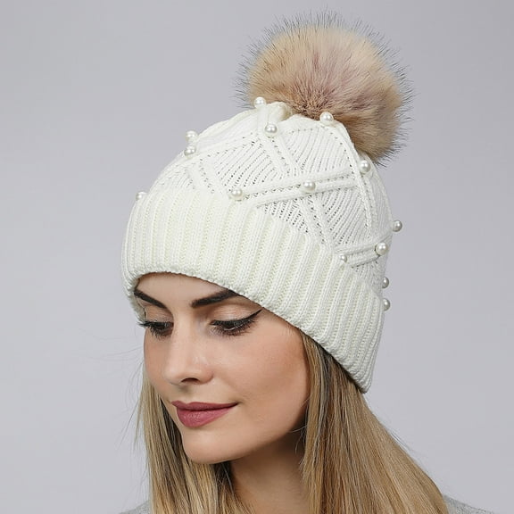 Cavosen Winter Hats for Women Beanies Outdoor Beanies Skullies Warm Knit Classic Cuffed Caps with Pom Pom for Cold Weather Solid Vacation Caps Wool Hats Breathable Workout Headwear Bonnet